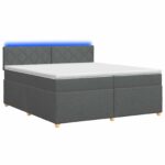 vidaXL Posteľ boxspring s matracom Tmavosivá 200 x 200 cm Látka – Obrázok 2