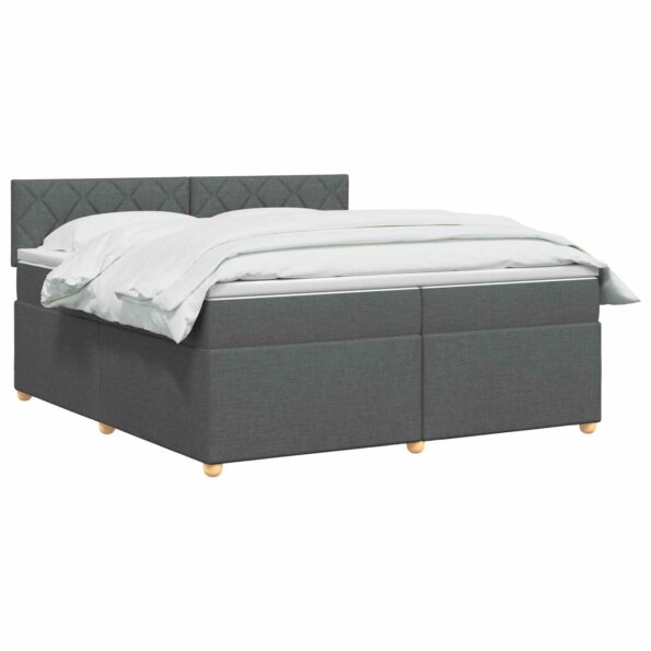 vidaXL Posteľ boxspring s matracom Tmavosivá 200 x 200 cm Látka – Obrázok 3
