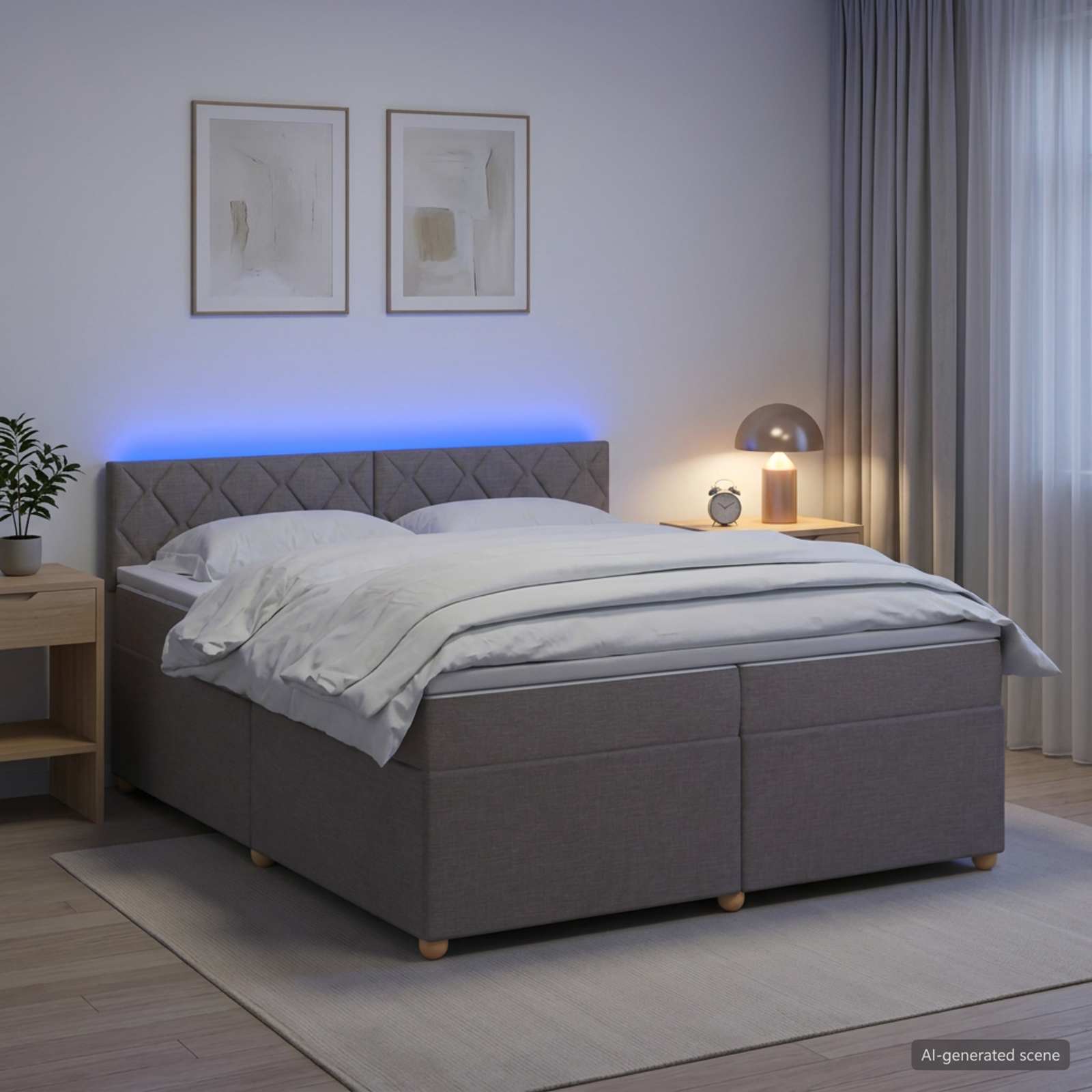 3452510_1.jpg vidaXL Posteľ boxspring s matracom Sivohnedá 200 x 200 cm Látka – Obrázok 1