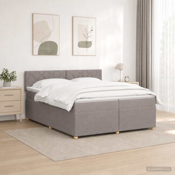vidaXL Posteľ boxspring s matracom Sivohnedá 200 x 200 cm Látka – Obrázok 4