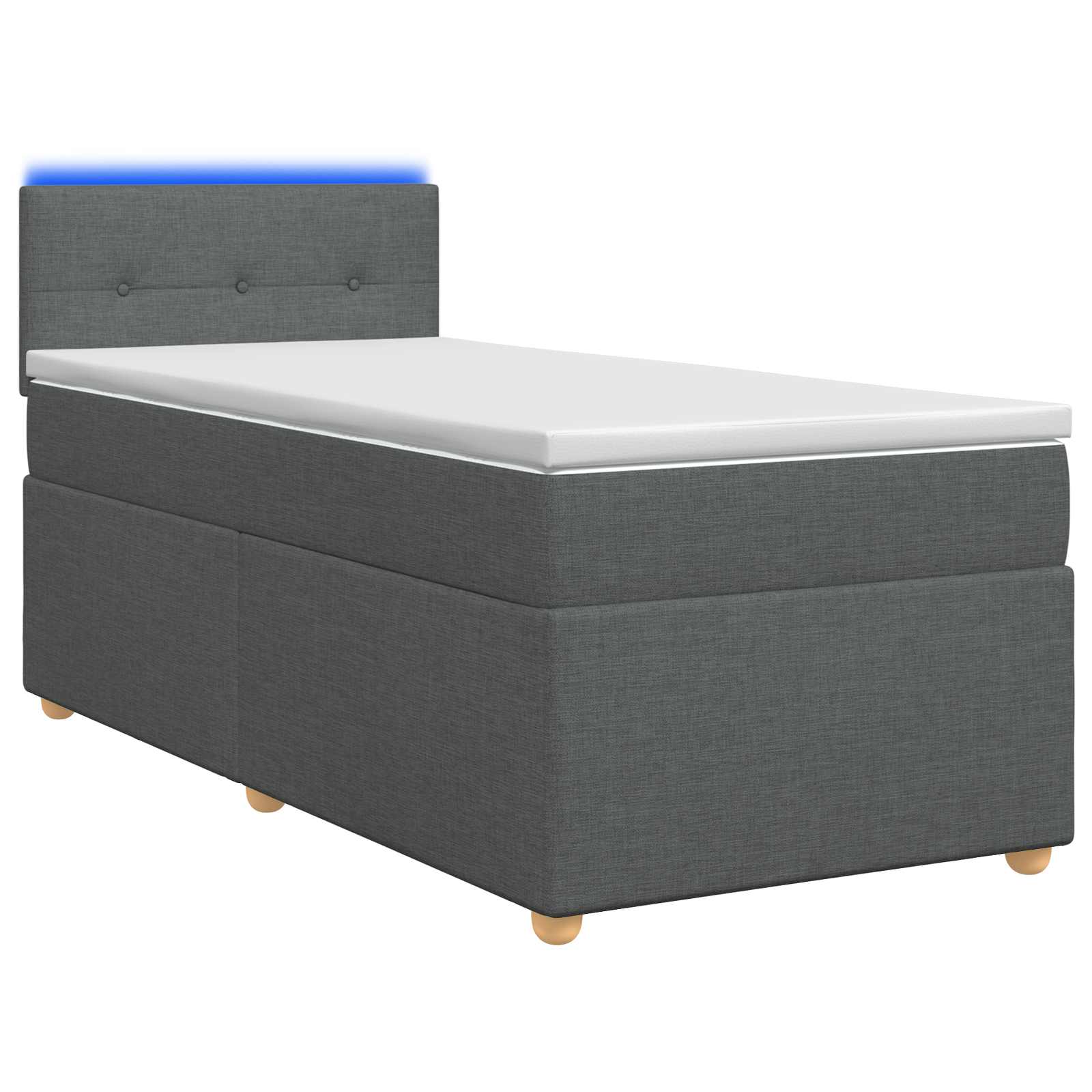 3452516_1.jpg vidaXL Posteľ s boxspringom a matracom a LED Tmavosivá 90 x 190 cm – Obrázok 1