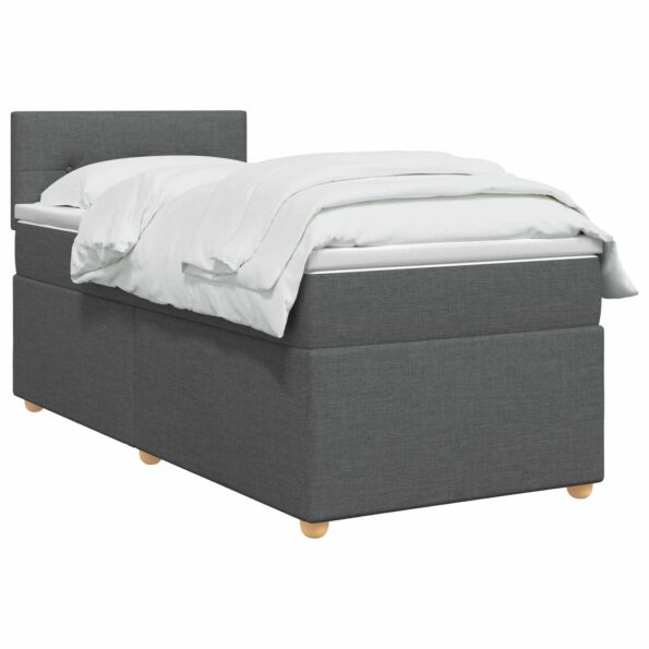 vidaXL Posteľ s boxspringom a matracom a LED Tmavosivá 90 x 190 cm – Obrázok 2