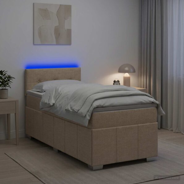 vidaXL Posteľ boxspring s matracom Krémová 90 x 200 cm Látka – Obrázok 4