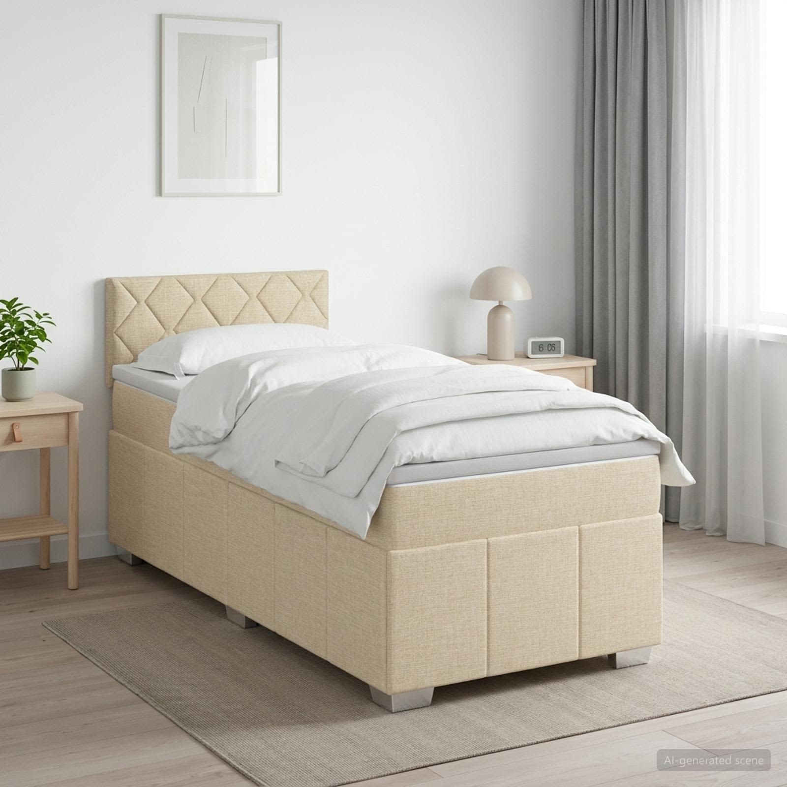 3452598_1-1.jpg vidaXL Posteľ boxspring s matracom Krémová 90 x 200 cm Látka – Obrázok 1
