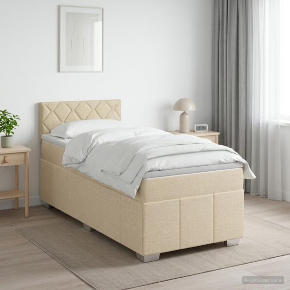 vidaXL Posteľ boxspring s matracom Krémová 90 x 200 cm Látka – Obrázok 12