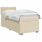 vidaXL Posteľ boxspring s matracom Krémová 90 x 200 cm Látka – Obrázok 2