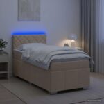 vidaXL Posteľ boxspring s matracom Krémová 90 x 200 cm Látka – Obrázok 4
