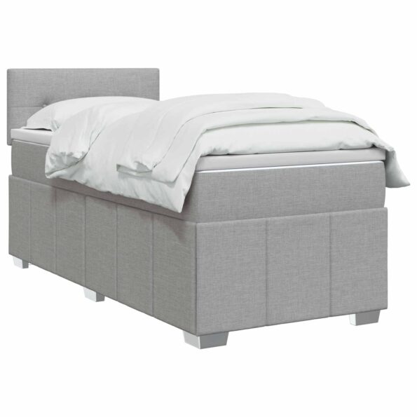 vidaXL Posteľ boxspring s matracom Svetlosivá 100 x 200 cm Látka – Obrázok 3