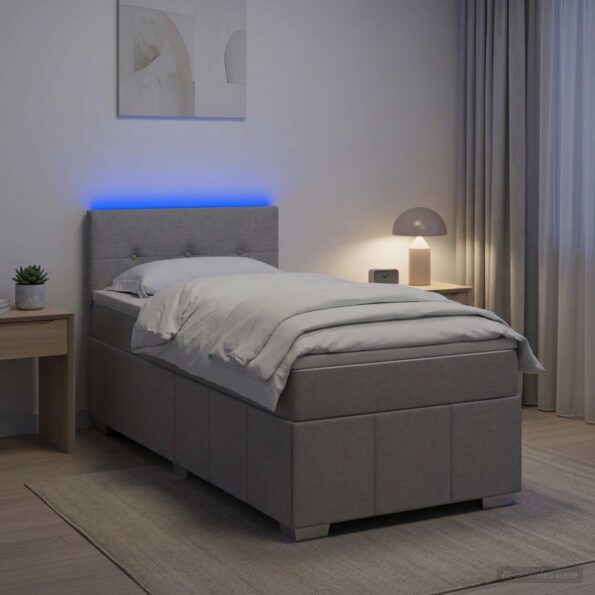 vidaXL Posteľ boxspring s matracom Svetlosivá 100 x 200 cm Látka – Obrázok 4