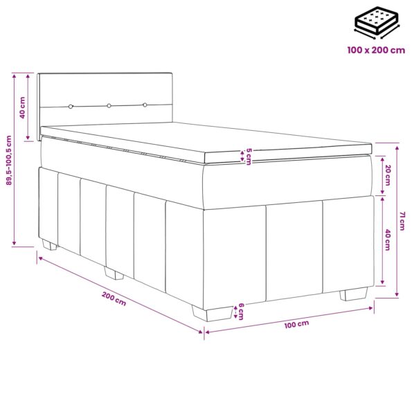 vidaXL Posteľ boxspring s matracom Sivohnedá 100 x 200 cm Látka – Obrázok 13