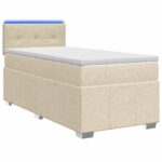 vidaXL Posteľ boxspring s matracom Krémová 100 x 200 cm Látka – Obrázok 2