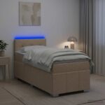 vidaXL Posteľ boxspring s matracom Krémová 100 x 200 cm Látka – Obrázok 4