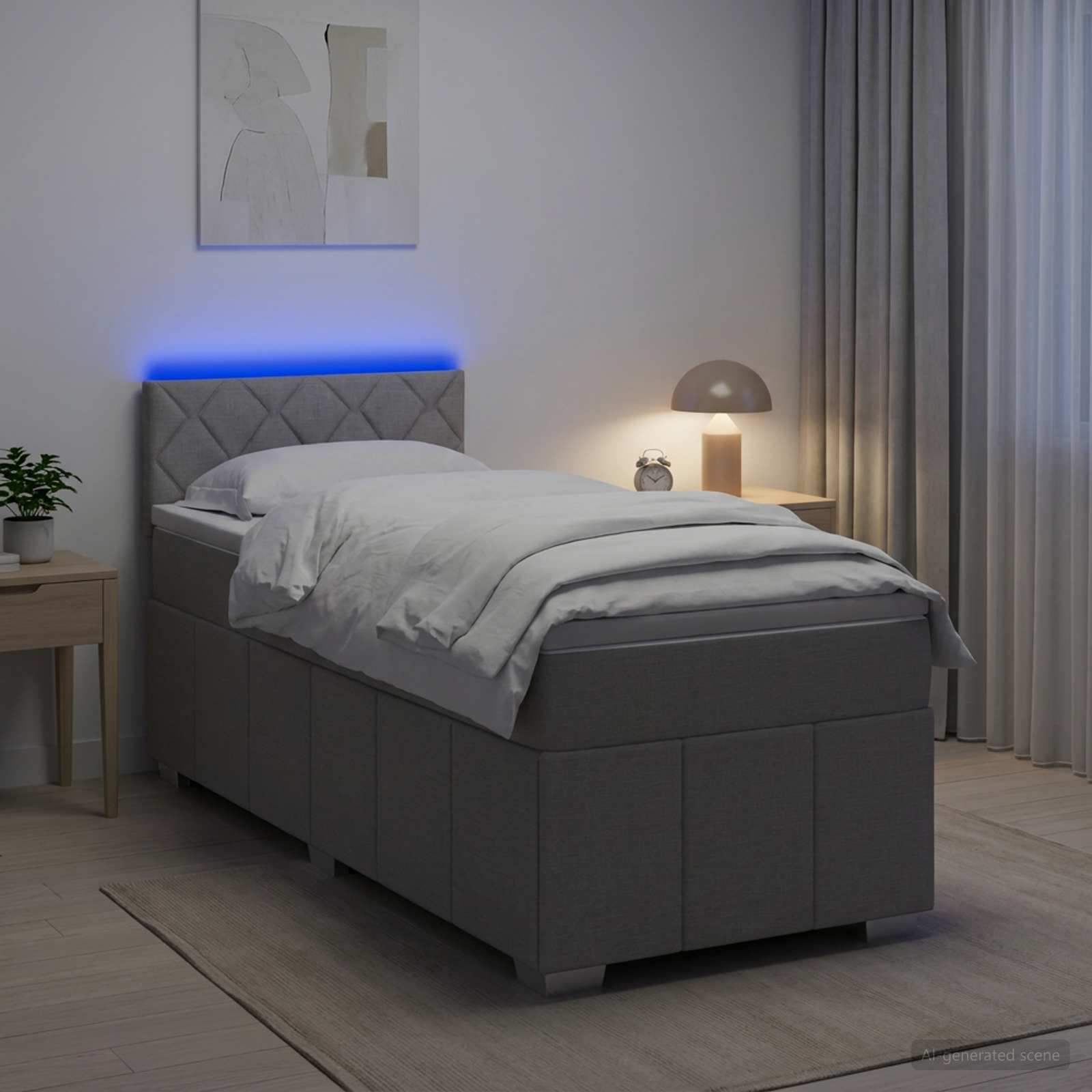 3452614_1.jpg vidaXL Posteľ boxspring s matracom Svetlosivá 100 x 200 cm Látka – Obrázok 1
