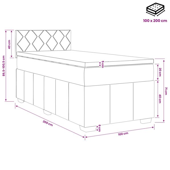 vidaXL Posteľ boxspring s matracom Svetlosivá 100 x 200 cm Látka – Obrázok 13