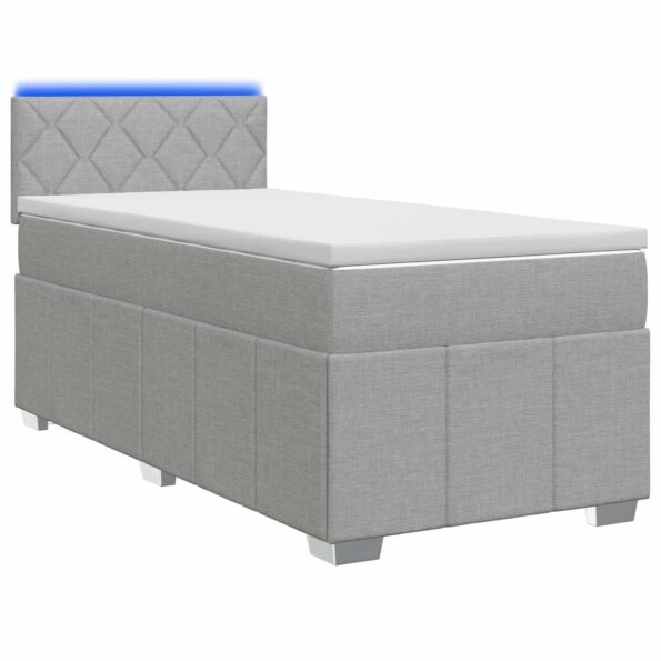 vidaXL Posteľ boxspring s matracom Svetlosivá 100 x 200 cm Látka – Obrázok 2