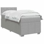 vidaXL Posteľ boxspring s matracom Svetlosivá 100 x 200 cm Látka – Obrázok 3