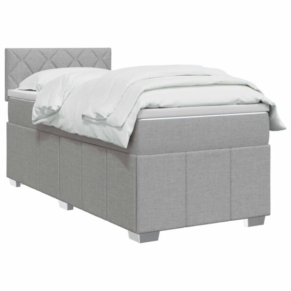 vidaXL Posteľ boxspring s matracom Svetlosivá 100 x 200 cm Látka – Obrázok 3