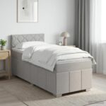 vidaXL Posteľ boxspring s matracom Svetlosivá 100 x 200 cm Látka – Obrázok 4