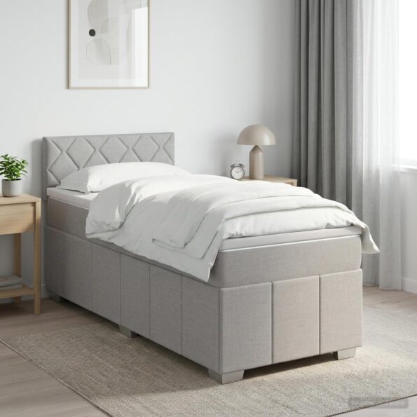 vidaXL Posteľ boxspring s matracom Svetlosivá 100 x 200 cm Látka – Obrázok 4