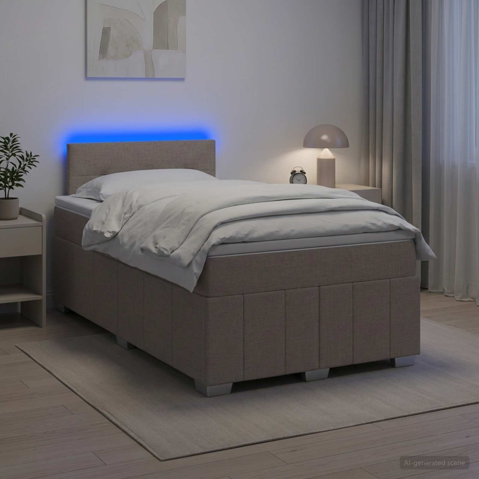 3452632_1.jpg vidaXL Posteľ boxspring s matracom Sivohnedá 120 x 190 cm Látka – Obrázok 1