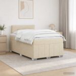vidaXL Posteľ boxspring s matracom Krémová 120 x 190 cm Látka