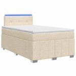 vidaXL Posteľ boxspring s matracom Krémová 120 x 190 cm Látka – Obrázok 2
