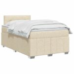 vidaXL Posteľ boxspring s matracom Krémová 120 x 190 cm Látka – Obrázok 3