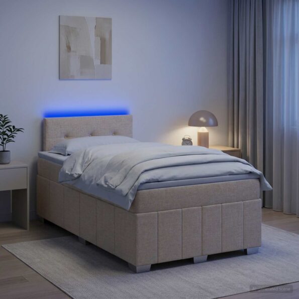 vidaXL Posteľ boxspring s matracom Krémová 120 x 190 cm Látka – Obrázok 4