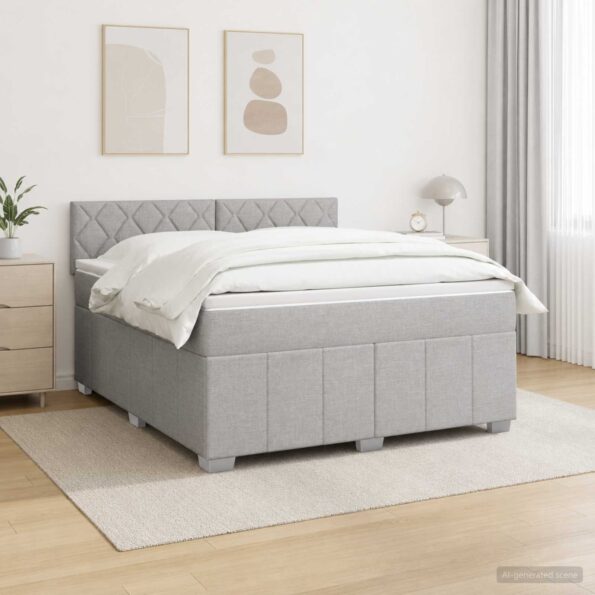 vidaXL Posteľ boxspring s matracom Svetlosivá 140 x 190 cm Látka – Obrázok 4
