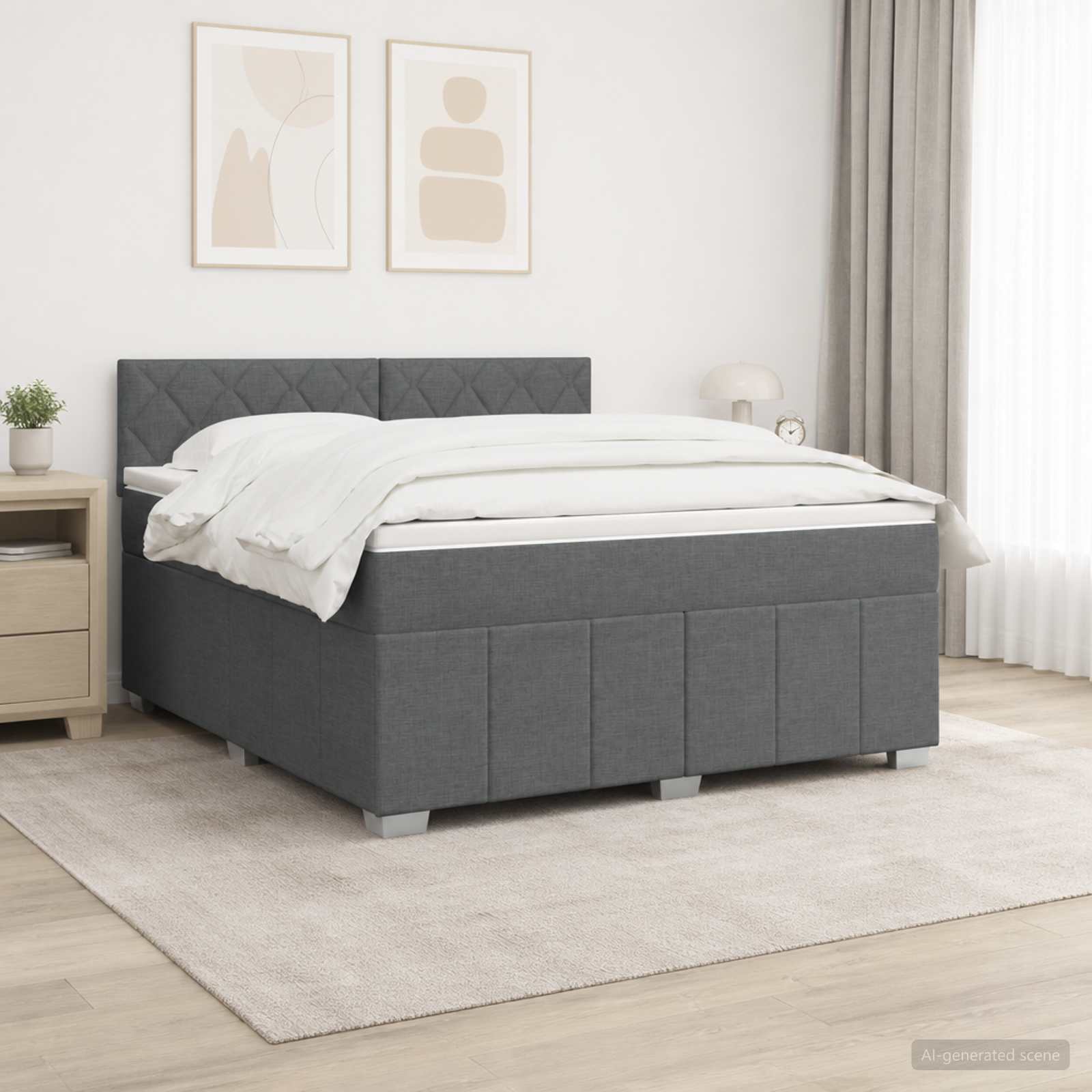 3452699_1.jpg vidaXL Posteľ boxspring s matracom Tmavosivá 140 x 200 cm Látka – Obrázok 1