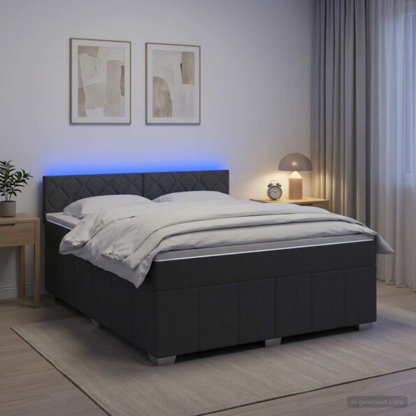 vidaXL Posteľ boxspring s matracom Tmavosivá 140 x 200 cm Látka – Obrázok 4