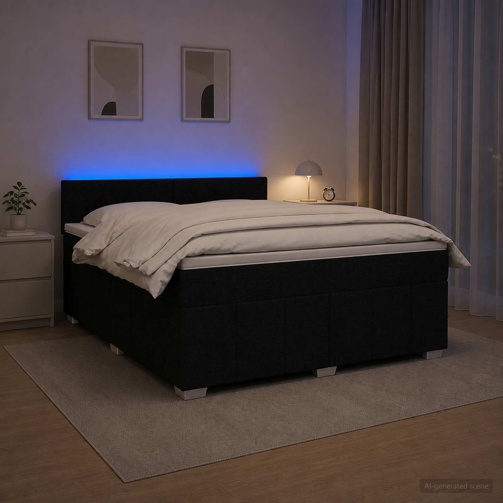 3452721_1.jpg vidaXL Posteľ boxspring s matracom Čierna 160 x 200 cm Látka – Obrázok 1