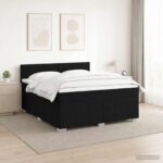 vidaXL Posteľ boxspring s matracom Čierna 160 x 200 cm Látka – Obrázok 4