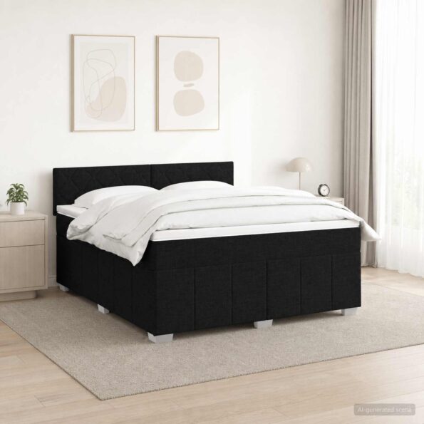 vidaXL Posteľ boxspring s matracom Čierna 160 x 200 cm Látka – Obrázok 4