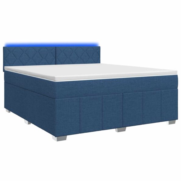 vidaXL Posteľ boxspring s matracom Modrá 160 x 200 cm Látka – Obrázok 2