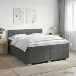 vidaXL Posteľ boxspring s matracom Tmavosivá 180 x 200 cm Látka – Obrázok 4