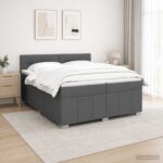 vidaXL Posteľ boxspring s matracom Tmavosivá 200 x 200 cm Látka