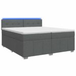 vidaXL Posteľ boxspring s matracom Tmavosivá 200 x 200 cm Látka – Obrázok 2