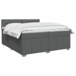 vidaXL Posteľ boxspring s matracom Tmavosivá 200 x 200 cm Látka – Obrázok 3