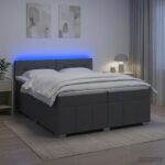 vidaXL Posteľ boxspring s matracom Tmavosivá 200 x 200 cm Látka – Obrázok 4