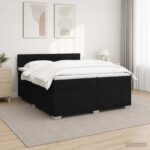 vidaXL Posteľ boxspring s matracom Čierna 200 x 200 cm Látka