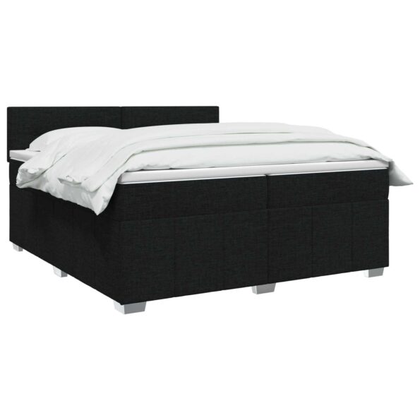 vidaXL Posteľ boxspring s matracom Čierna 200 x 200 cm Látka – Obrázok 3