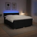 vidaXL Posteľ boxspring s matracom Čierna 200 x 200 cm Látka – Obrázok 4