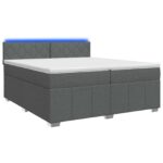 vidaXL Posteľ boxspring s matracom Tmavosivá 200 x 200 cm Látka – Obrázok 2