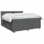 vidaXL Posteľ boxspring s matracom Tmavosivá 200 x 200 cm Látka – Obrázok 3