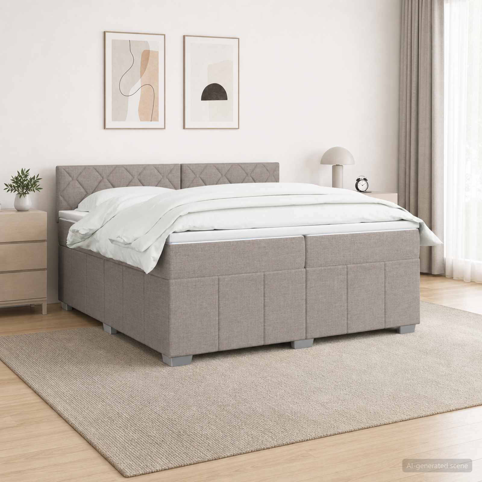 3452765_1.jpg vidaXL Posteľ boxspring s matracom Sivohnedá 200 x 200 cm Látka – Obrázok 1