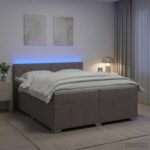vidaXL Posteľ boxspring s matracom Sivohnedá 200 x 200 cm Látka – Obrázok 4