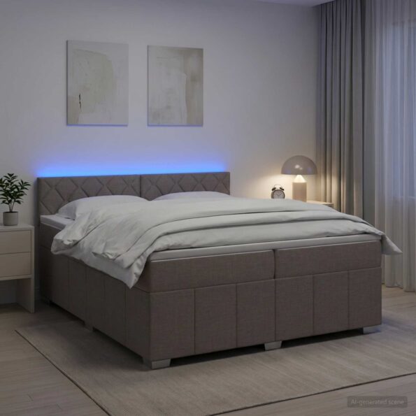 vidaXL Posteľ boxspring s matracom Sivohnedá 200 x 200 cm Látka – Obrázok 4