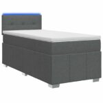 vidaXL Posteľ s boxspringom a matracom a LED Tmavosivá 90 x 190 cm