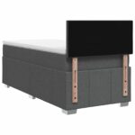 vidaXL Posteľ s boxspringom a matracom a LED Tmavosivá 90 x 190 cm – Obrázok 7